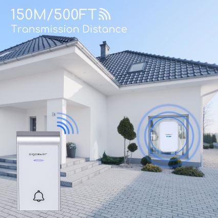 Aigostar - Langaton ovikello pistorasiaan 230V/12V IP44 valkoinen