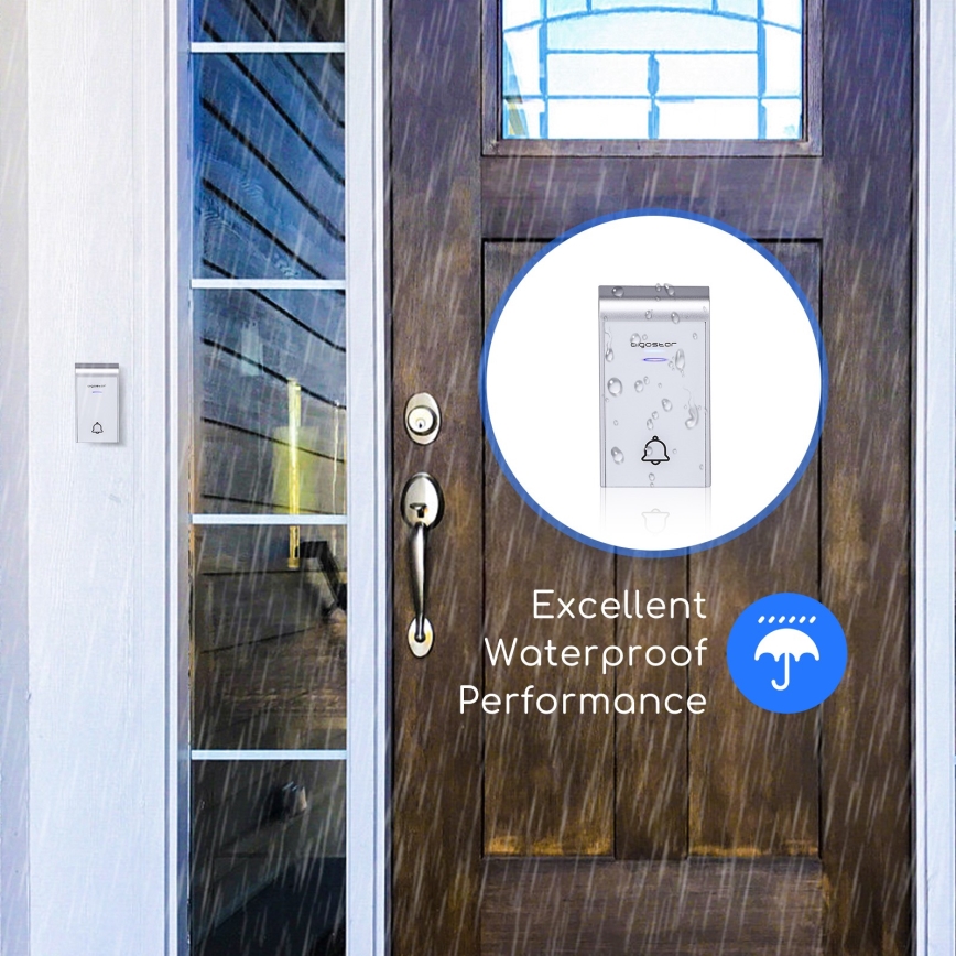 Aigostar - Langaton ovikello pistorasiaan 230V/12V IP44 valkoinen