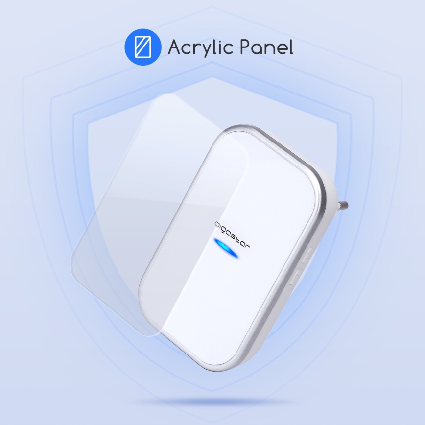 Aigostar - Langaton ovikello pistorasiaan 230V/12V IP44 valkoinen