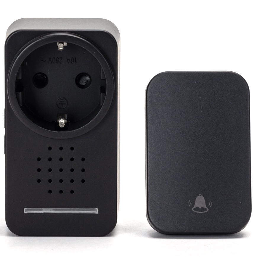 Aigostar - Langaton pistokeovikello 1Z 230V IPX4 musta