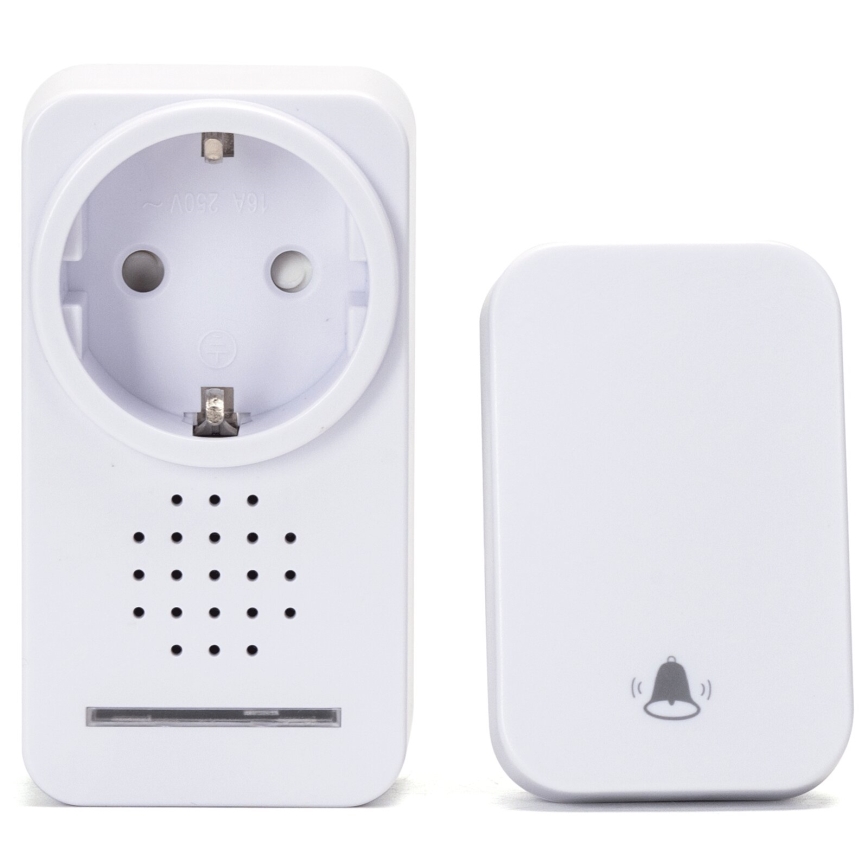 Aigostar - Langaton pistokeovikello 1Z 230V IPX4 valkoinen