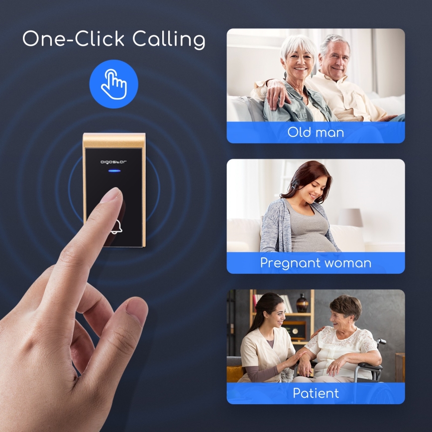 Aigostar - Langaton pistorasiaan kytkettävä ovikello 230 V/12 V IP44 musta