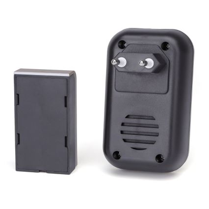 Aigostar - Langaton pistorasiaan kytkettävä ovikello 230 V/12 V IP44 musta