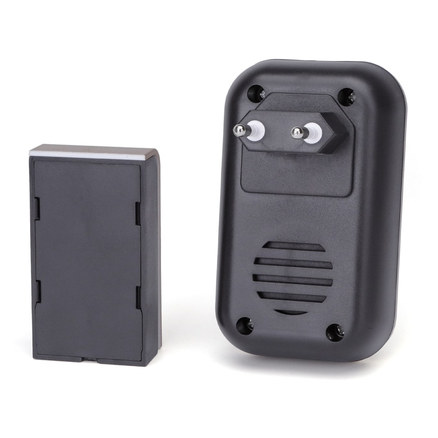 Aigostar - Langaton pistorasiaan kytkettävä ovikello 230 V/12 V IP44 musta