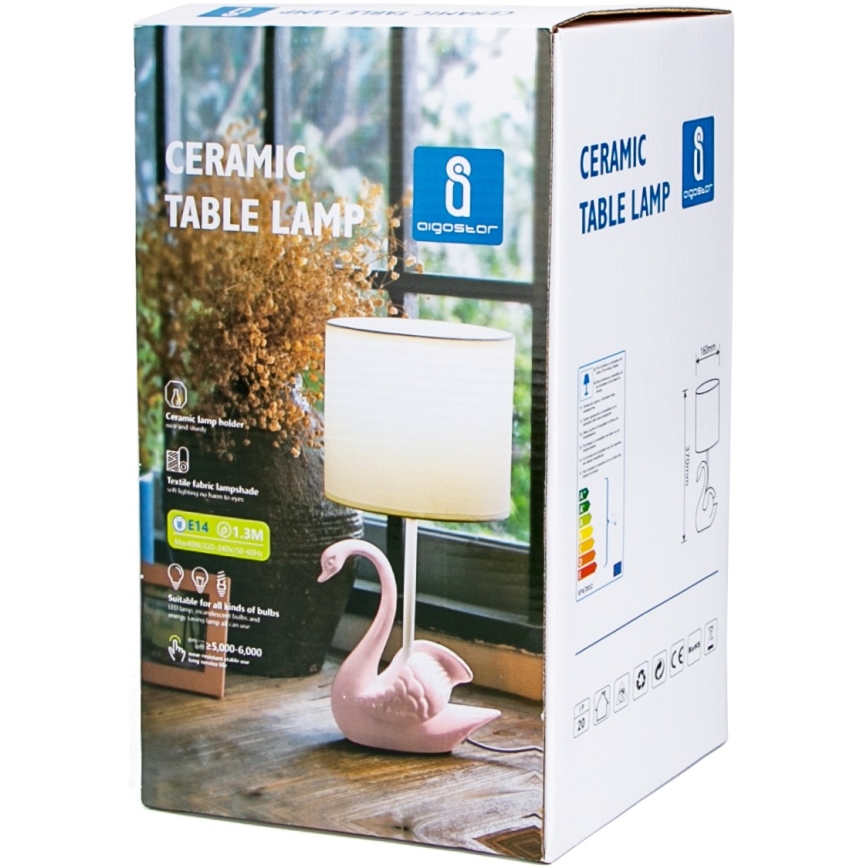 Aigostar - Lasten lamppu 1xE14/40W/230V joutsen vaaleanpunainen