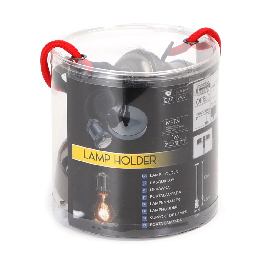 Aigostar - Latauskaapeli 1xE27/60W/230V antrasiitti