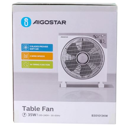 Aigostar - Lattiatuuletin 35W/230V Ø 30 cm valkoinen/harmaa