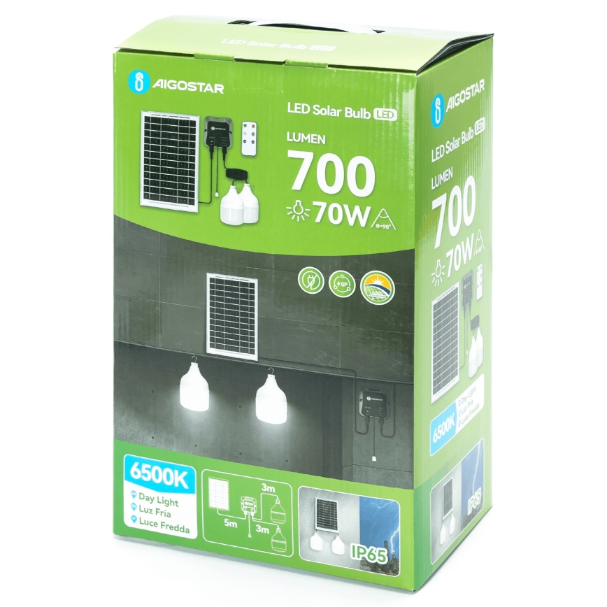 Aigostar - LED-aurinkovalaisin 2xLED/35W/12V 6000 mAh 6500K IP65 halkaisija 10 cm + kaukosäädin