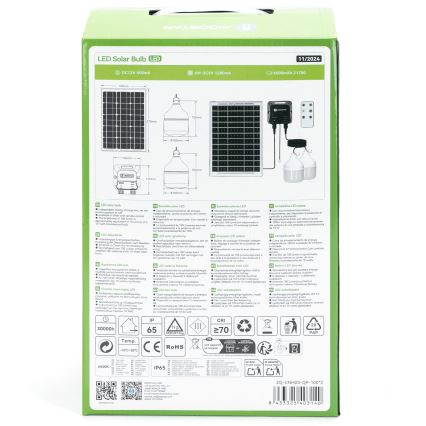 Aigostar - LED-aurinkovalaisin 2xLED/35W/12V 6000 mAh 6500K IP65 halkaisija 10 cm + kaukosäädin