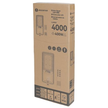Aigostar - LED aurinkokatuvalaisin anturilla LED/300W/3,2V 3600mAh + kaukosäädin