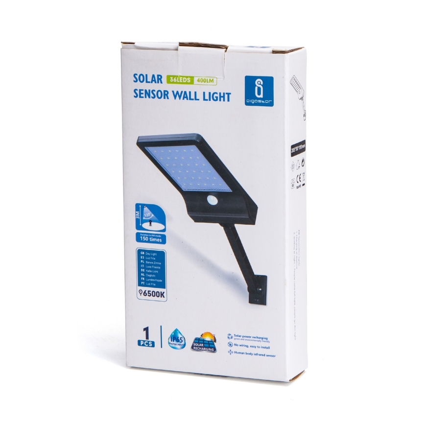 Aigostar - LED aurinkokatuvalaisin anturilla LED/2,3W/5,5V 1800 mAh IP65