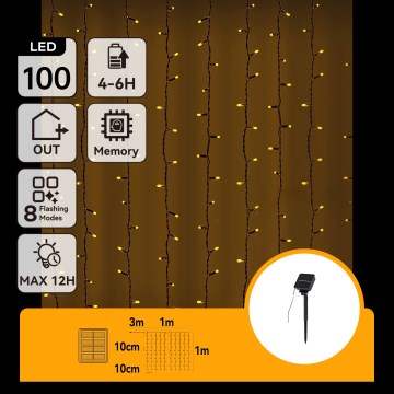 Aigostar - LED-aurinkokäyttöinen jouluvalosarja 100xLED/8 toimintoa 4x1m IP65 lämmin valkoinen 800 mAh