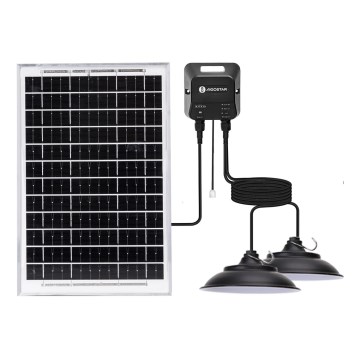 Aigostar - LED-aurinkokäyttöinen riippuvalaisin anturilla 2xLED/35W/12V 6000 mAh 6500K IP65 Ø 15 cm + kaukosäädin