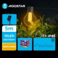 Aigostar - LED aurinkokenno koristeellinen ketju 10xLED/8 toiminnot 5,5m IP65 lämpimänvalkoinen