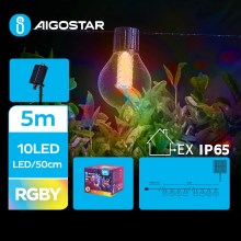 Aigostar - LED aurinkokenno koristeellinen ketju 10xLED/8 toiminnot 5,5m IP65 monivärinen
