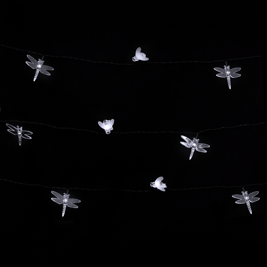 Aigostar - LED-aurinkokäyttöinen koristevalosarja 50 LED / 8 toimintoa, 10 m, 800 mAh, IP65, kylmänvalkoinen