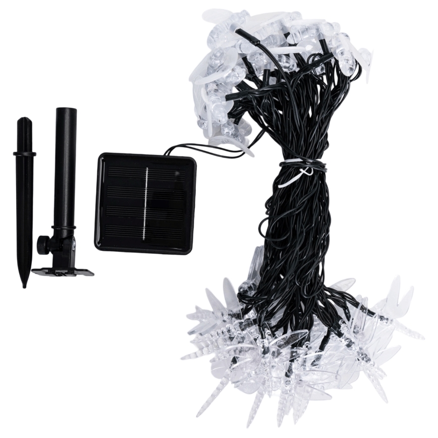 Aigostar - LED-aurinkokäyttöinen koristevalosarja 50 LED / 8 toimintoa, 10 m, 800 mAh, IP65, kylmänvalkoinen