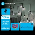 Aigostar - LED-aurinkokennolla toimiva jouluketju 20 LED/8 toimintoa 11,5 m 1200 mAh IP65 kylmänvalkoinen