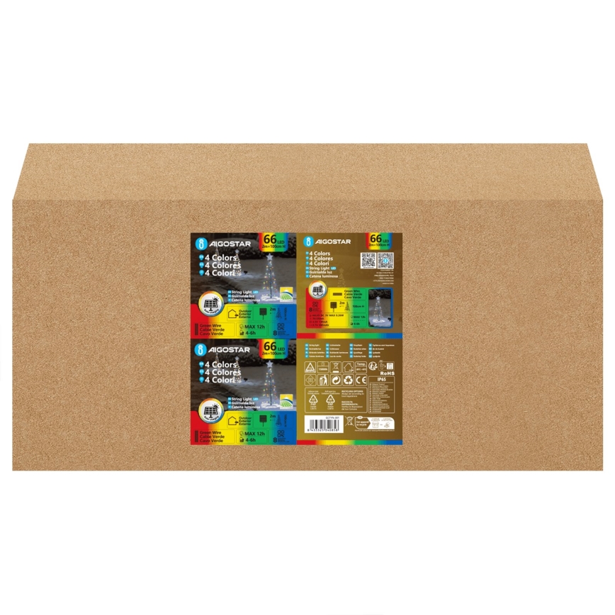 Aigostar - LED-aurinkokennolla toimiva joulukoriste LED/0,59W/3,7V 100 cm IP65 130 mAh monivärinen