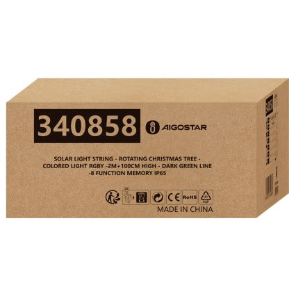 Aigostar - LED-aurinkokennolla toimiva joulukoriste LED/0,59W/3,7V 100 cm IP65 130 mAh monivärinen