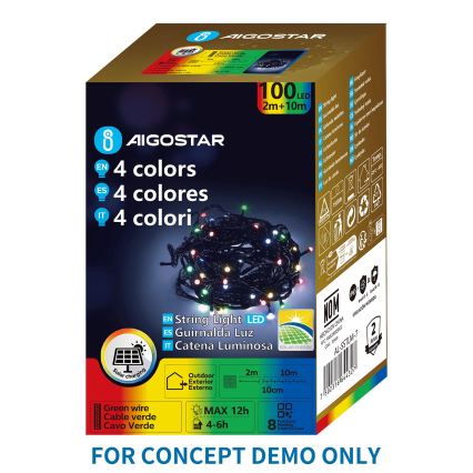 Aigostar - aurinkokennolla toimiva LED-jouluvalosarja 200 LED/8 toimintoa, 22 m, IP65, monivärinen, 800 mAh