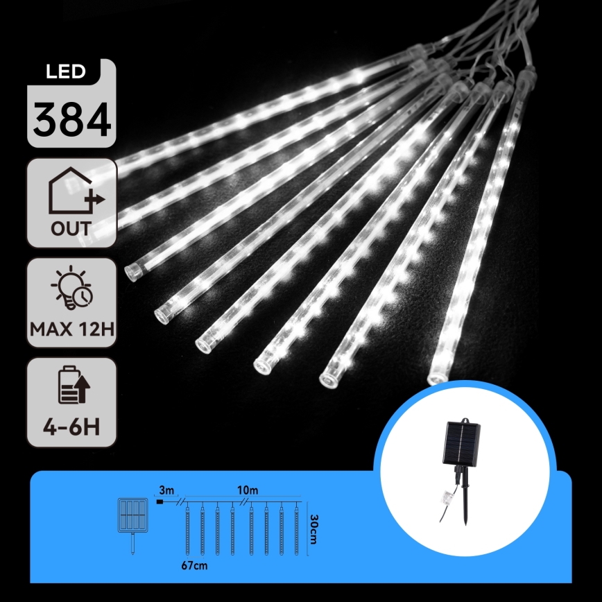 Aigostar - LED aurinkokennolla toimiva jouluvalosarja 384xLED/13m IP65 1200 mAh kylmänvalkoinen