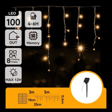 Aigostar - LED aurinkokennolla toimiva jouluvaloketju 100xLED/8 toimintoa 8x0,6m 800 mAh IP65 lämmin valkoinen