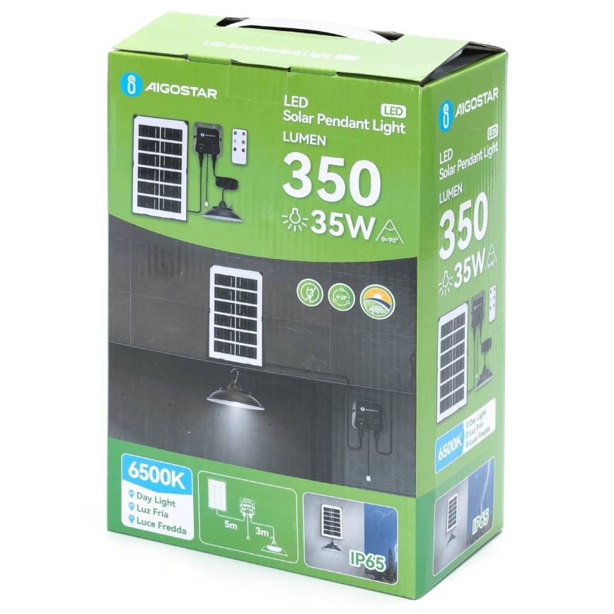 Aigostar - LED-aurinkokruunu LED/35W/12V 3000 mAh 6500K IP65 halkaisija 15 cm + kaukosäädin