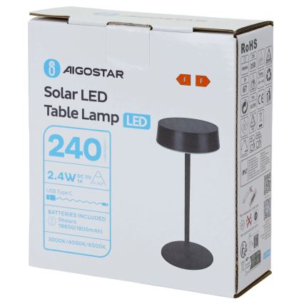 Aigostar - LED-aurinkokennovalaisin LED/2,4W/5V IP44 1800 mAh