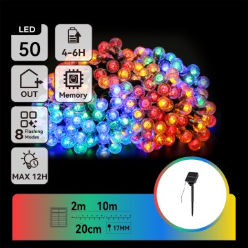 Aigostar - LED aurinkokennovalosarja 50xLED/8 toimintoa 12m IP65 monivärinen 800 mAh