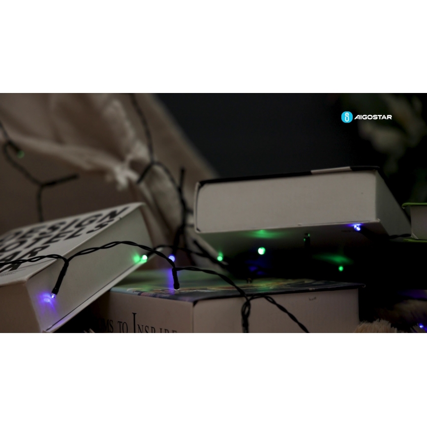 Aigostar - LED-aurinkoketju 100 LED, 8 toimintoa, 12 m, IP65, monivärinen