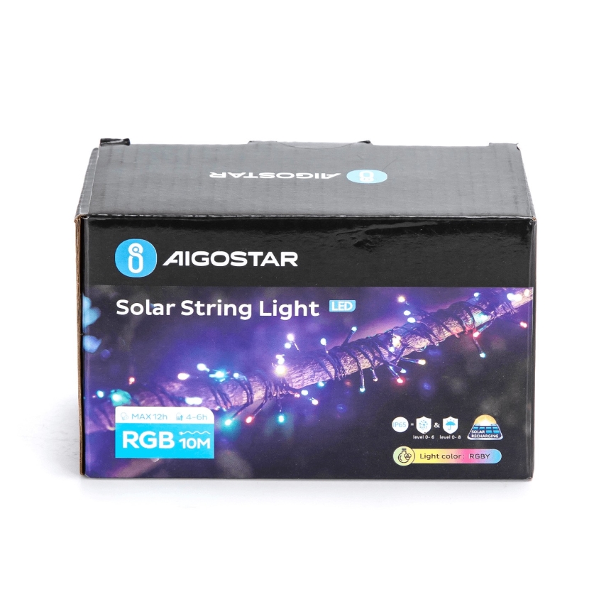 Aigostar - LED-aurinkoketju 100 LED, 8 toimintoa, 12 m, IP65, monivärinen