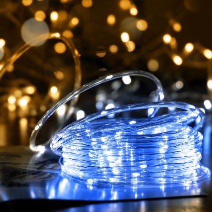 Aigostar - LED aurinkokäyttöinen joulukoristevalosarja 100xLED/8 toimintoa 12m IP65 kylmä valkoinen 800 mAh