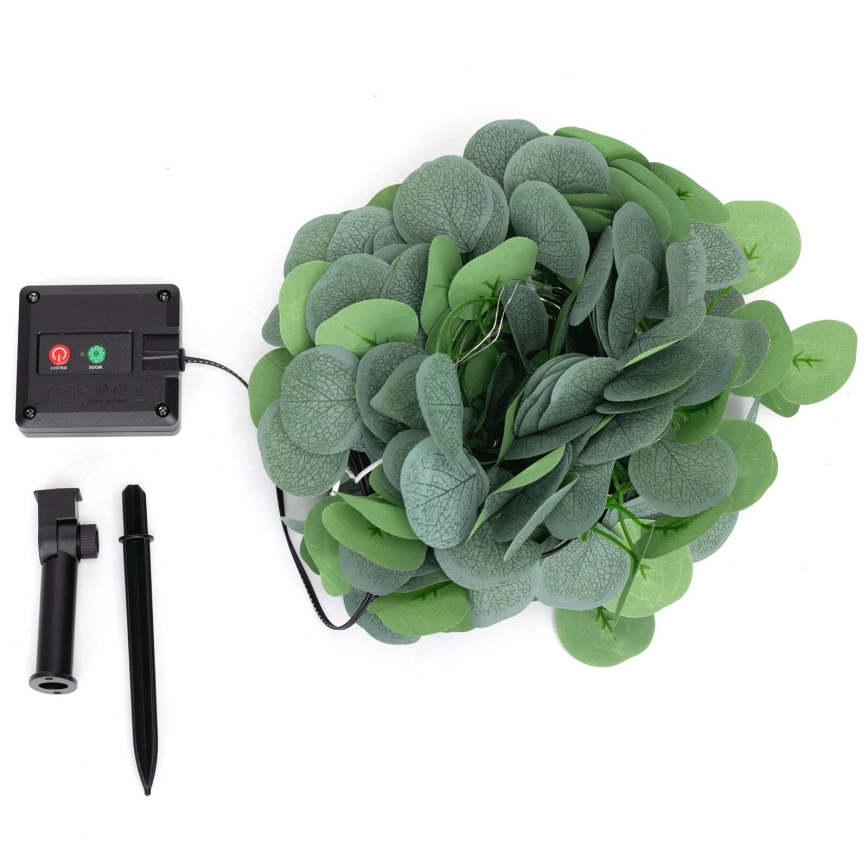 Aigostar - LED aurinkoketju 100xLED/12m IP65 300 mAh lämmin valkoinen eukalyptus