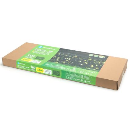 Aigostar - LED aurinkoketju 102xLED/2x0,7m IP65 300 mAh lämmin valkoinen köynnös