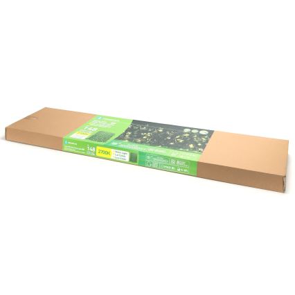 Aigostar - LED aurinkoketju 148xLED/2x1,2m IP65 300 mAh lämmin valkoinen köynnös
