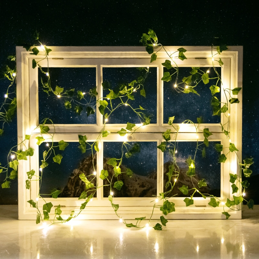 Aigostar - LED aurinkoketju 50xLED/7m IP65 300 mAh lämmin valkoinen köynnös