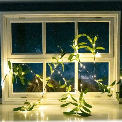 Aigostar - LED aurinkoketju 60xLED/4m IP65 300 mAh lämmin valkoinen oliivi