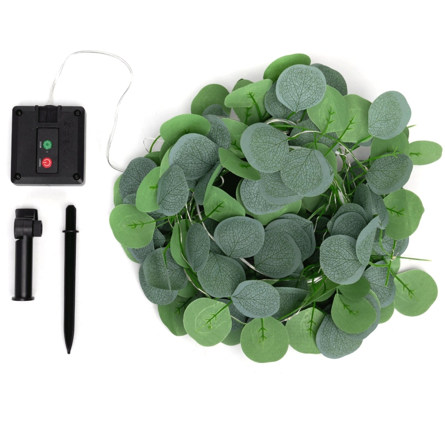 Aigostar - LED aurinkoketju 70xLED/4x1m IP65 300 mAh lämmin valkoinen eukalyptus