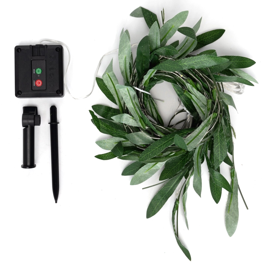 Aigostar - LED aurinkoketju 70xLED/4x1m IP65 300 mAh lämmin valkoinen oliivi