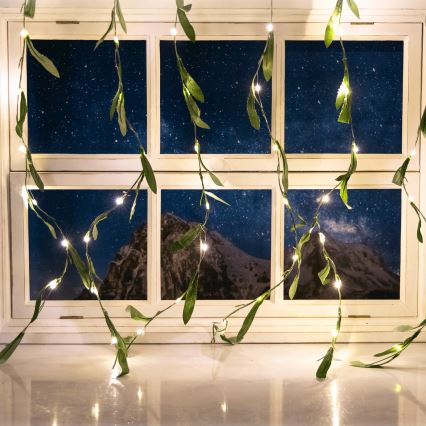 Aigostar - LED aurinkoketju 70xLED/4x1m IP65 300 mAh lämmin valkoinen oliivi