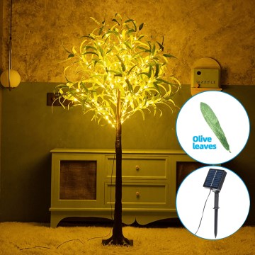 Aigostar - LED aurinkokoriste 150xLED/3,2m IP65 1200 mAh lämmin valkoinen oliivi