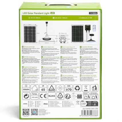 Aigostar - LED-aurinkokruunu LED/70W/12V 6000 mAh 6500K halkaisija 23,5 cm + kauko-ohjaus