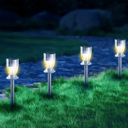 Aigostar - LED aurinkokäyttöinen lamppu LED/0,006W/1,2V 35,5 cm mattakromi 2700K IP44 100 mAh