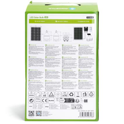 Aigostar - LED-aurinkovalaisin tunnistimella 2xLED/35W/12V 6000 mAh 6500K IP65 halkaisija 10 cm + kaukosäädin