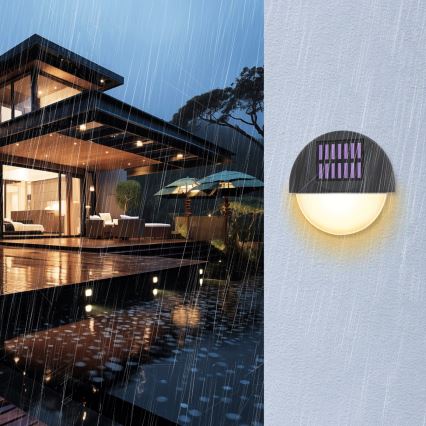 Aigostar - LED aurinkokäyttöinen seinävalaisin LED/1W/1,2V musta 200 mAh 2700K IP44