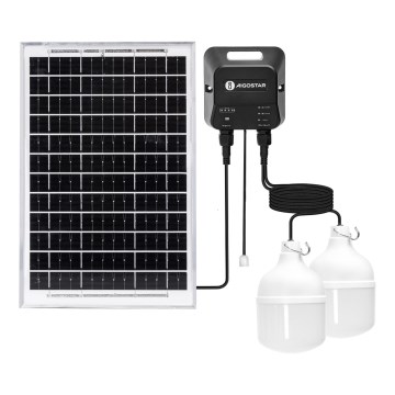 Aigostar - LED-aurinkovalaisin 2xLED/35W/12V 6000 mAh 6500K IP65 halkaisija 10 cm + kaukosäädin