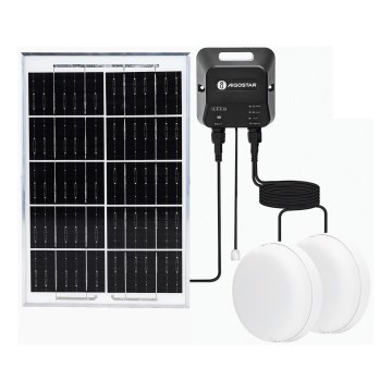 Aigostar - LED-aurinkovalaisin 2xLED/35W/12V, 6000 mAh, 6500K, IP65, halkaisija 16,8 cm + kaukosäädin