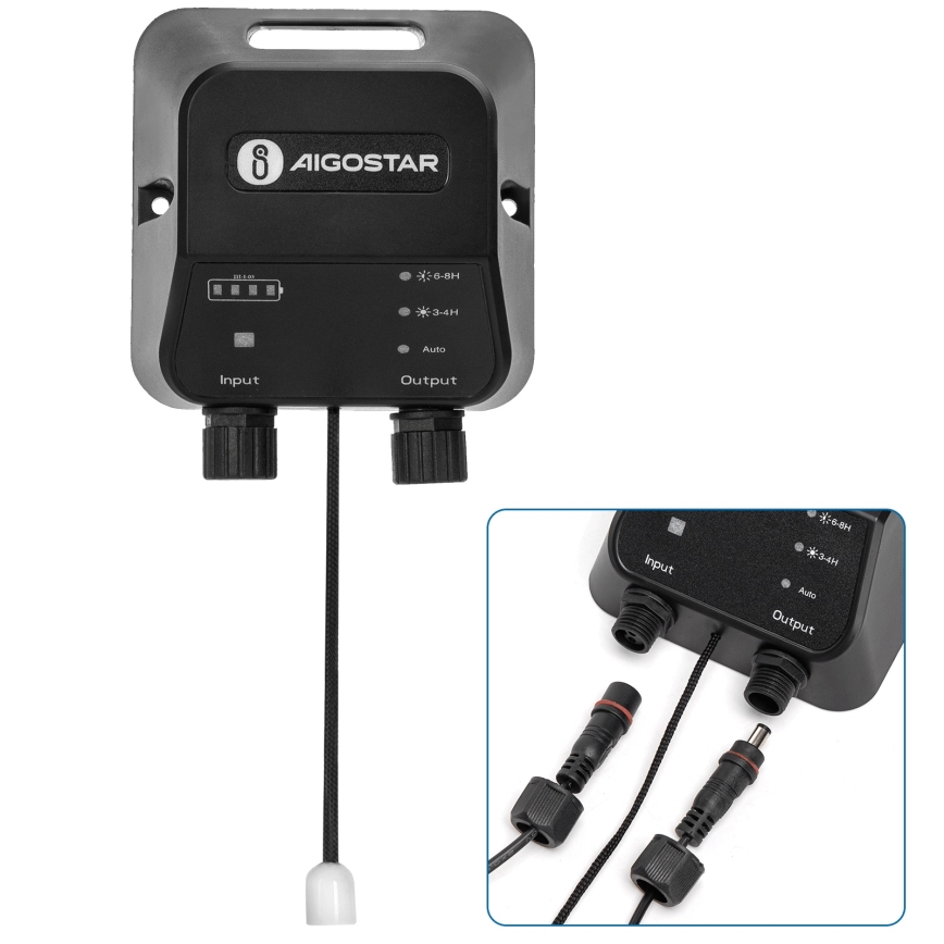 Aigostar - LED-aurinkovalaisin 2xLED/70W/12V 12000 mAh 6500K IP65 halkaisija 20,5 cm + kaukosäädin