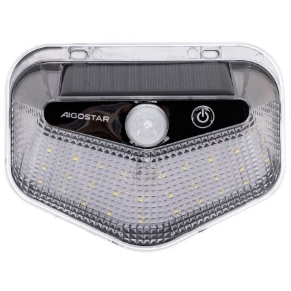 Aigostar - LED aurinkovalaisin anturilla LED/3,7V 6500K 500 mAh IP65 musta